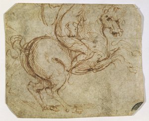 Horse and Cavalier (kağıt üzerine kalem ve mürekkep) by Leonardo da Vinci