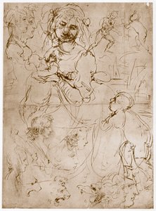 Çocuk ve St.John ile diz çökmüş Madonna, 1478-1480 by Leonardo da Vinci