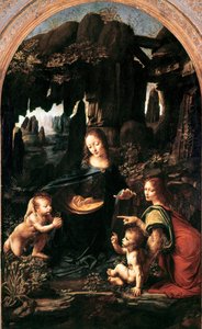 Madonna of the Rocks, c.1483-94 (tuvale aktarılmış panel üzerine yağlıboya) by Leonardo da Vinci