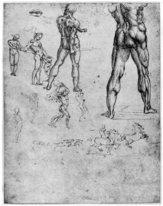 Anghiari Savaşı için çıplak çalışmalar, c1503-1505 1954 by Leonardo da Vinci