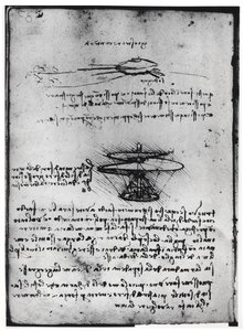 Paris El Yazması B, fol. 83v: Uçan bir makine için metin ve eskiz sayfası, 1488-90 (kağıt üzerinde kalem ve mürekkep) by Leonardo da Vinci