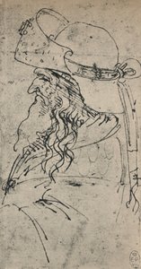 Büyük Şapkalı Yaşlı Bir Adamın Solundaki Profil, c1480 1945 by Leonardo da Vinci