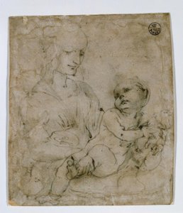 Madonna ve Kedi için Çalışma by Leonardo da Vinci