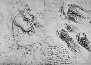 Oturan ve Dönen Suya Dair Yaşlı Bir Adamın Çalışmaları, c1480 1945 by Leonardo da Vinci