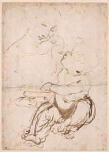 Meyve Kasesi ile Madonna için Çalışma, yaklaşık 1478. by Leonardo da Vinci
