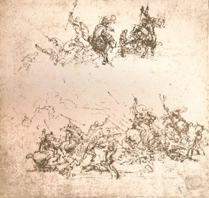 Anghiari Muharebesi karikatürü için çalışma, c1472-c1505 1883 by Leonardo da Vinci