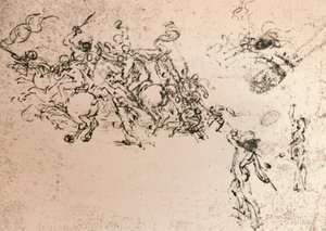 Anghiari Muharebesi karikatürü için çalışma, c1472-c1505 1883 by Leonardo da Vinci