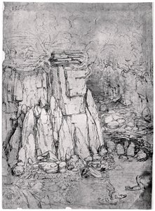 Ördekler ile kayalık bir mağaranın incelenmesi, 1482-1485 1954 by Leonardo da Vinci