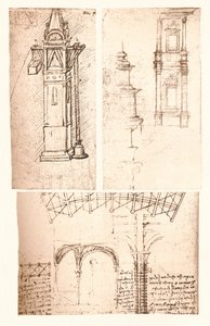 Üç mimari çizim, c1472-c1519 1883 by Leonardo da Vinci