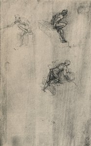 İki Oturan Çıplaklar ve Yıkanan Bir Kadın, c1480 1945 by Leonardo da Vinci