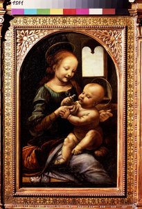 Bakire ve Çiçekli Çocuk veya Madonna Benois (Çiçekli Madonna veya Madonna Benois). Leonardo da Vinci