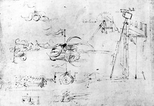 Silah tasarımları, fol. 40v-a (kağıt üzerine kalem ve mürekkep) by Leonardo da Vinci