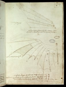 Kanat. Uçan makine çizimi. Leonard De Vinci