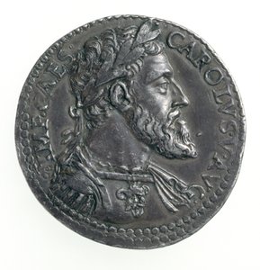 V. Charles'ın Testone (1500-58) Milan Dükü, Dye tarafından kazınmış, 1535-56 (ön yüz) (gümüş) (ters taraf için bkz. 168055)