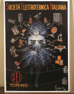 Leonetto Cappiello, SEI, Electroheat İtalyan Şirketi reklam afişi tarafından renkli litografi by Leonetto Cappiello