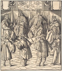 Dört Kralın Meclisi, ön planda Dört Adam by Leonhard Beck