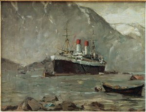 Norveç fiyordunda Hamburg-Süd yolcu vapuru by Leonhard Sandrock