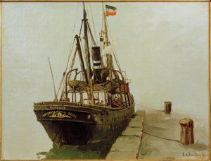 Yardımcı yelkenli ıslık çalan vapur Rostock Direktörü A by Leonhard Sandrock