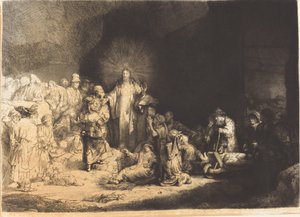 Mesih Vaazı (Yüz Guilder Baskısı) by Leopold Flameng after Rembrandt van Rijn