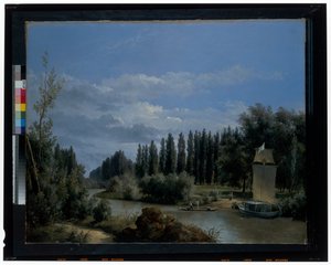 Seine Nehri'nin Küçük Kolunun Neuilly Park Boyunca Görüldüğü Yer (tuval) by Leopold Leprince