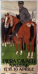 Varese, İtalya'daki at pazarı için reklam afişi by Leopoldo Metlicovitz