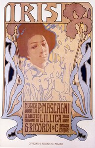İris, Pietro Mascagni tarafından bestelendi, poster Leopoldo Metlicovitz, libretto Luigi Illica tarafından, 1898. by Leopoldo Metlicovitz