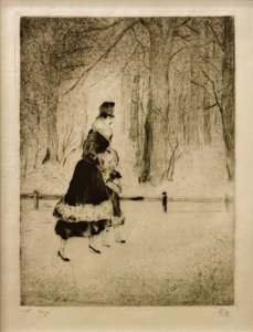 Hayvanat bahçesinde çocuklu bayan by Lesser Ury