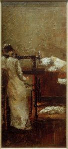 Kadın, dikiş makinesi by Lesser Ury