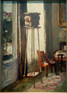 İç mekan (iç mekan sahnesi ve okuyan kadın) by Lesser Ury