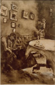 Bir bayan okuma ile iç by Lesser Ury