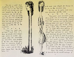 Alice on the Long Neck - Lewis Carroll tarafından yazılan “Alice Harikalar Diyarında”nın el yazması ve çizimleri, col.