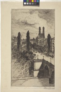 Maximilian Street And Frauenkirche, Münih, Bavyera (gravür)