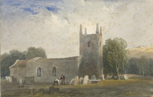 Butterton Kilisesi: sulu boya ve [c 1830-1840] by Lewis John Wood