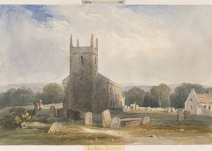 Chaldon Kilisesi: sulu boya ve [c 1830-1840] by Lewis John Wood