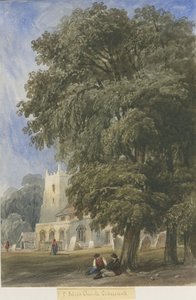 Caverswall Kilisesi: sulu boya ve [c 1830-1840] (resim) by Lewis John Wood