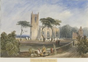 Ipstones Kilisesi: sulu boya ve [c 1830-1840] by Lewis John Wood