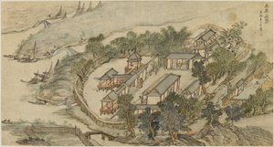 Beş Geyik İnziva Yeri, 17. yüzyılın başlarında. by Li Shida
