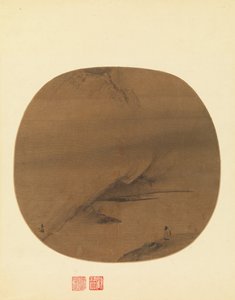 Bir bataklık kıyısında gezinen şair, 13. yüzyılın başlarında. by Liang Kai