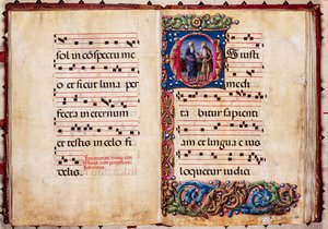 Piccolomini Kütüphanesi: koro kitabı, morina. 17.2, ff. Liberale da Verona (yaklaşık 1445 - 1527/9) tarafından “İki Münzevi Aziz” ile 30v-31r.