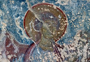 Angel, Panagia kilisesinde fresk, Rodovani, Girit, Yunanistan (fotoğraf) by Unbekannt Unbekannt
