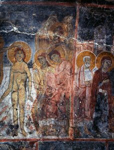 İsa, Madonna ve Azizler, Agios Georgios manastırında fresk, Diavaide, Girit, Yunanistan (fotoğraf) by Unbekannt Unbekannt