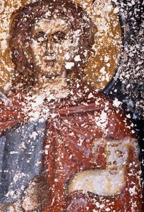 İsa, Bizans kilisesinde fresk Sotiras Christos, Vlithias, Girit, Yunanistan (fotoğraf) by Unbekannt Unbekannt