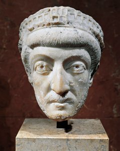 Doğu Theodosius II Roma imparatorunun mermer başı by Unbekannt Unbekannt