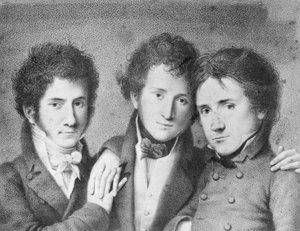 Filippo Ugoni (1794-1877), Andrea Tonelli (1793-1859) ve Giovita Scalvini (1791-1843), İtalyan vatanseverlerin portreleri by Unbekannt Unbekannt