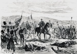 Romanya Prensi Carol, Rus-Türk savaşı olan dördüncü Plevne savaşından sonra birlikleri teftiş ediyor by Unbekannt Unbekannt