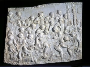 Romalı bir askere ilk yardım yapılırken, Trajans frizi by Unbekannt Unbekannt