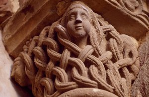 İspanya, Navarre, Leyre Kutsal Kurtarıcı Manastırı, Porta Speciosa, Dekore edilmiş sermaye by Unbekannt Unbekannt