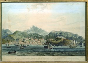 Grenada adasındaki St. George ve Richmond Heights kasabasının bir görünümü, William Daniell tarafından oyulmuş 1769-1837, c.1810 gravür by Lieutenant Colonel J. Wilson