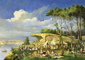 Bayan Macquaries Koltuğunda Piknik, 1855 by Lieutenant George Austin Woods
