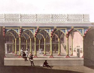 Tippoo Sarayı'nın Batı Cephesi, Bangalore, Joseph Constantine Stadler (fl.1780-1812) pub tarafından oyulmuş 'Mysore Krallığında Resimli Manzara'dan 10 numaralı levha. Edward Orme (1774-c.1820) 1804 (aquatint) tarafından by Lieutenant James (after) Hunter
